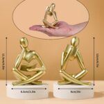 suruim Gold Reading Women Statue, Thinker Sculptures, Abstract Art Figurine, Gol... - Image 4