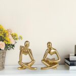 suruim Gold Reading Women Statue, Thinker Sculptures, Abstract Art Figurine, Gol... - Image 5