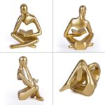 suruim Gold Reading Women Statue, Thinker Sculptures, Abstract Art Figurine, Gol... - Image 6