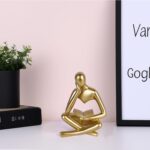 suruim Gold Reading Women Statue, Thinker Sculptures, Abstract Art Figurine, Gol... - Image 7