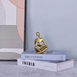 suruim Gold Reading Women Statue, Thinker Sculptures, Abstract Art Figurine, Gol... - Image 8