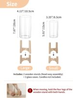 NUPTIO Hurricane Glass Candle Holders: Set of 2 Pillar Candle Holders with Woode... - Image 3