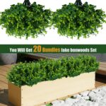 Lnoicy Artificial Greenery Plants Outdoor UV Resistant Fake Plants Boxwood Shrub... - Image 4