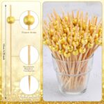 FillTouch 112 Pcs Summer Gold Dinnerware Set Include 6 Disposable Rectangle Serv... - Image 3