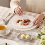 KINGSTONE Bone China Dinnerware Set, 12-Piece Dishes Set for 4, Vintage Relief C... - Image 6