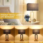 22'' Black&Gold Lamps for Bedrooms Set of 2, Touch Control Table Lamps with USB ... - Image 3