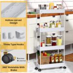 SPACEKEEPER Slim Rolling Storage Cart 4 Tier Bathroom Organizer Mobile Shelving ... - Image 3