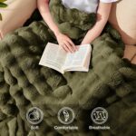 EXQ Home Rabbit Faux Fur Throw Blanket for Couch,Soft Fluffy Bubble Double Sided... - Image 5