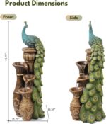 LuxenHome Outdoor Water Fountain, 44 Inch Resin Peacock Water Fountain Outdoor w... - Image 3