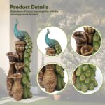 LuxenHome Outdoor Water Fountain, 44 Inch Resin Peacock Water Fountain Outdoor w... - Image 4