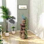 LuxenHome Outdoor Water Fountain, 44 Inch Resin Peacock Water Fountain Outdoor w... - Image 5