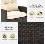 ORALNER 3 Pieces Patio Furniture Set, Outdoor Wicker Rocking Chairs with Soft Cu... - Image 8