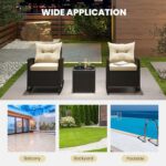 ORALNER 3 Pieces Patio Furniture Set, Outdoor Wicker Rocking Chairs with Soft Cu... - Image 9