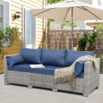 WAROOM Outdoor Couch 3 Seater Wicker Patio Sofa Grey Rattan Balcony Furniture De... - Image 4