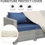 WAROOM Outdoor Couch 3 Seater Wicker Patio Sofa Grey Rattan Balcony Furniture De... - Image 7