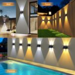 Solar Fence Lights,6Pack Solar Lights Outdoor Warm White & Natural Light & Cool ... - Image 3