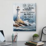 Christian Wall Art Decor, The Lord is My Rock Bible Verse Framed Canvas Painting... - Image 4