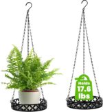 2 Pack Hanging Planters, 9.8 Inch Metal Plant Hanger, Decorative Glossy Black Pl... - Image 4