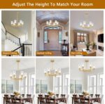 Modern Gold Chandeliers for Dining Room, 6-Light Chandelier Light Fixture with C... - Image 4