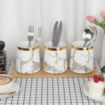 JUXYES Set of 3 Canisters Set for Sugar Coffee Tea with Airtight Lid, Ceramic St... - Image 4