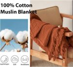 Simple&Opulence Cotton Muslin Throw Blanket for Bed, Couch, Knit Woven Gauze Bla... - Image 4