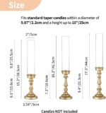 NUPTIO Hurricane Candle Holder for Centerpiece: Set of 3 Gold Candlestick Holder... - Image 5