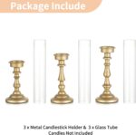 NUPTIO Hurricane Candle Holder for Centerpiece: Set of 3 Gold Candlestick Holder... - Image 7