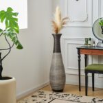 Large Hand-Woven PVC Rattan Floor Vase, 39.3 Inch Tall Home Decor Floor Vase for... - Image 3