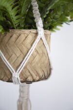 A&B Home Textured Beige Cement Planters with Cream Macrame Cotton Hangers, 5" x ... - Image 5