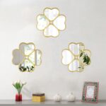 Small Decoritive Heart Wall Mirrors Set of 3, Decorative Four-Leaf Clover Mirror... - Image 3