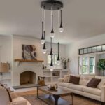 Modern Crystal Chandelier 7-Lights Black, H60'' High Ceiling Spiral Dimmable LED... - Image 5