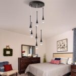 Modern Crystal Chandelier 7-Lights Black, H60'' High Ceiling Spiral Dimmable LED... - Image 7