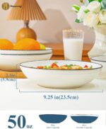 Yeacccng White Pasta Bowls Set of 6, 9.25 Inch 50 Oz Large Ceramic Soup Salad Bo... - Image 4