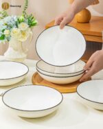 Yeacccng White Pasta Bowls Set of 6, 9.25 Inch 50 Oz Large Ceramic Soup Salad Bo... - Image 5