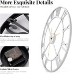 Cuspin Silver Wall Clock for Living Room Decor, 24 Inch Large Metal Wall Clock M... - Image 5