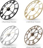 Cuspin Silver Wall Clock for Living Room Decor, 24 Inch Large Metal Wall Clock M... - Image 6