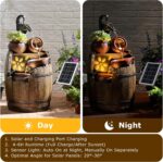Solar Water Fountain Outdoor Rustic Pump and Barrel, 29" H Cascading Solar Power... - Image 4