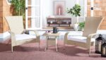 SAFAVIEH Outdoor Patio Furniture Collection Edna 3-Piece Lounge Set with Beige F... - Image 3