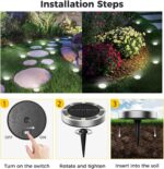 6 Pack Solar Ground Lights Outdoor, 8 LED Mini Flat Solar Disc Lights, IP65 Wate... - Image 6