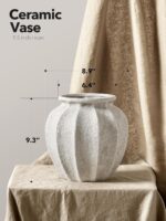 LE TAUCI 9.3" Ceramic Vase, Artisan Large White Ceramic Vase for Modern Farmhous... - Image 4