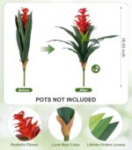 Ivydale Fake Flowers Plants for Outdoors, 2 Pcs 16.93" Bromeliad Artificial Flow... - Image 3