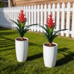 Ivydale Fake Flowers Plants for Outdoors, 2 Pcs 16.93" Bromeliad Artificial Flow... - Image 4