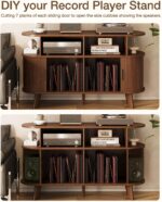 Record Player Stand, Midcentury Modern Furniture Turntable Stand with Sliding Do... - Image 3