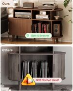 Record Player Stand, Midcentury Modern Furniture Turntable Stand with Sliding Do... - Image 5