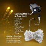 Etinga 100 LED String Lights 33ft Warm White, Plug in Fairy Lights with 8 Lighti... - Image 7