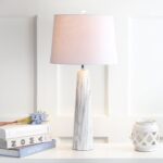 JONATHAN Y 29" White/Black Faux Marble Resin Table Lamp, Modern Glam Bedside Nig... - Image 3