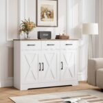HOSTACK Modern Farmhouse Sideboard Buffet Cabinet, Barn Doors Buffet Storage Cab... - Image 3