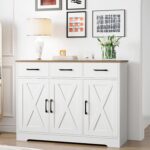 HOSTACK Modern Farmhouse Sideboard Buffet Cabinet, Barn Doors Buffet Storage Cab... - Image 7