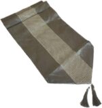 13inch x 72inch Table Runner with Diamante Strip and Tassels (Grey) - Image 3