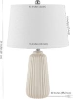 SAFAVIEH Lighting Collection Sawyer Modern Ivory Ceramic 24-inch Bedroom Living ... - Image 6